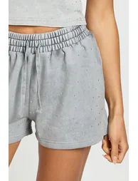 Washed Studded Sweat Short - washed charcoal - 3