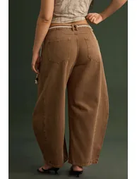 Plus Size Denim Low Waist Beaded Belted Jeans - 8