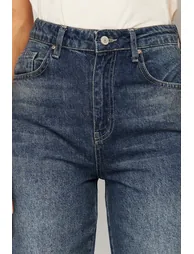 بنطلون جينز بأرجل عريضة بخصر عالي - 3