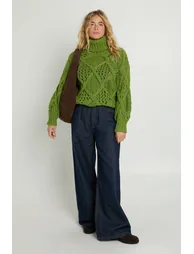 Chunky Diamond Funnel Neck Jumper - 1