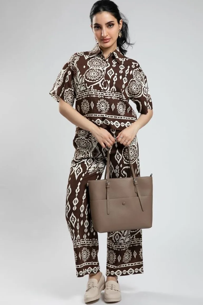 Printed Wide-Leg Flowy Pants