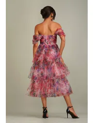 Sydney Tulle Midi Dress in Mixed Floral - 3