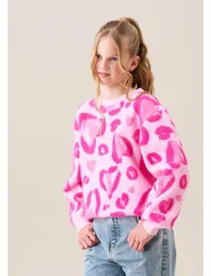 Reya Leopard Heart Eyelash Jumper - 1
