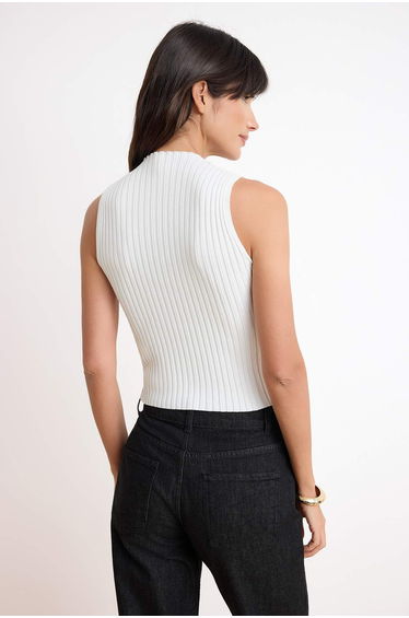 Ecru Mock Neck Transparent Detailed Thin Blouse product thumbnail 3