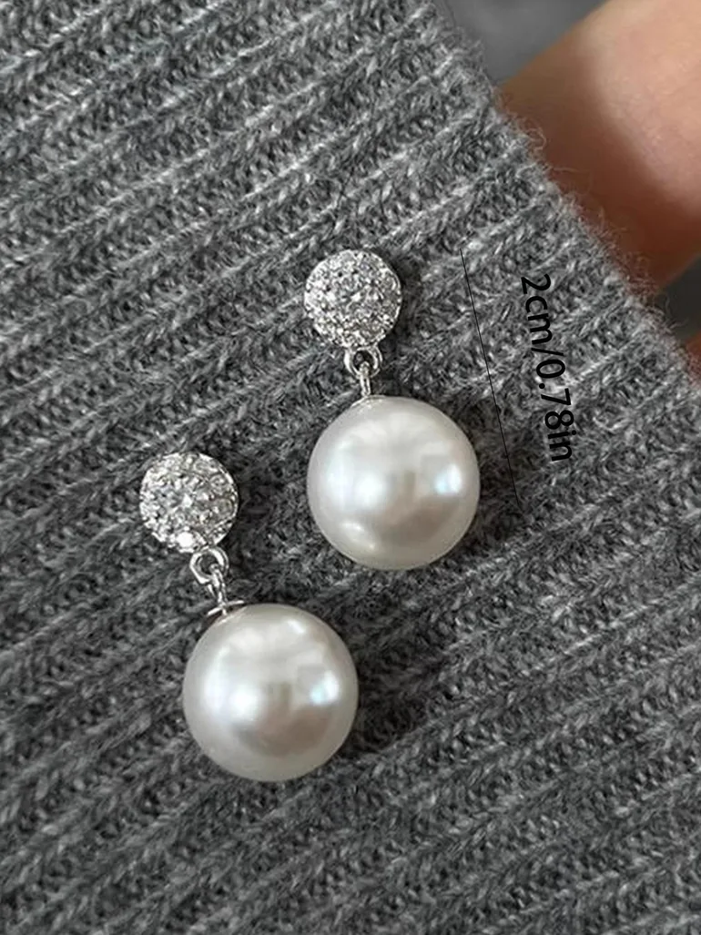 Faux Pearl Dangle Earrings - 3