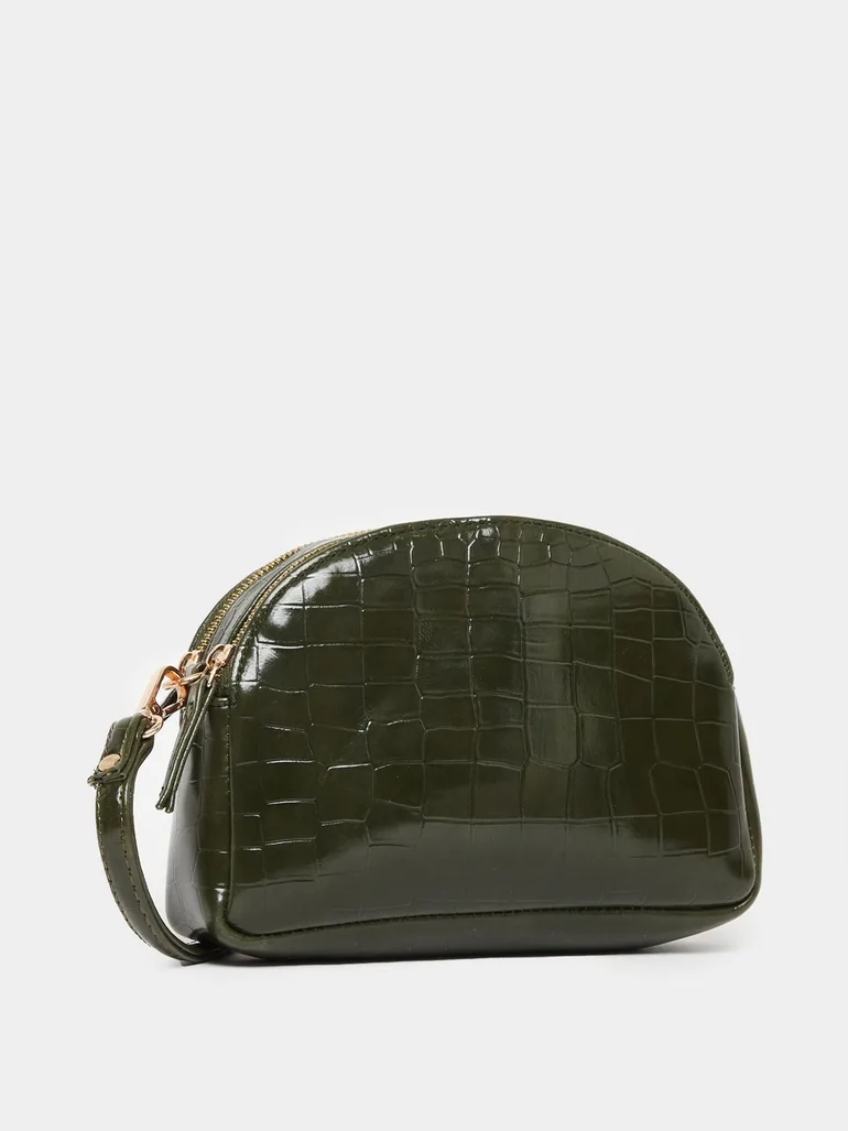Textured Sling Bag with Zip Closure