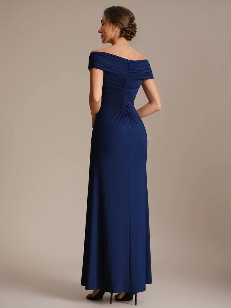 Knit Off-the-shoulder Sleeve Bodycon Evening Dress - 1