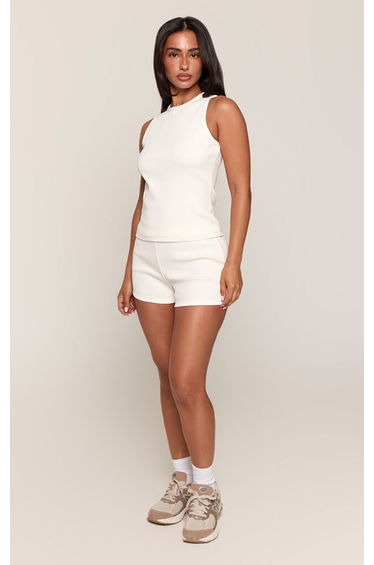 Petite Ecru Racer Style Fitted Vest Top Co-ord