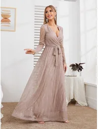 Leely Elegant V Neck Long Sleeve Party Dresses