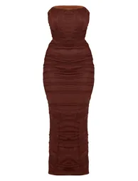 Shape Chocolate Mesh Corset Bandeau Maxi Dress - 4
