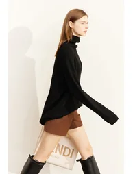 Mid - Length Loose High Neck Sweater - 3