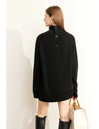Mid - Length Loose High Neck Sweater - 2