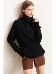 Mid - Length Loose High Neck Sweater - 1