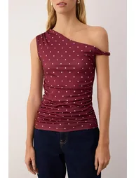 Multicolored Punatiye Printed Fitted/Fits-Your-Body Flexible Knitted Blouse - 2