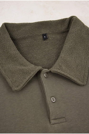 Khaki Loose Fit Polo Neck Thick Tracksuit Set product thumbnail 2