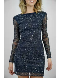 Brooklyn Navy Blue Long Sleeve Sequin Mini Dress - 7