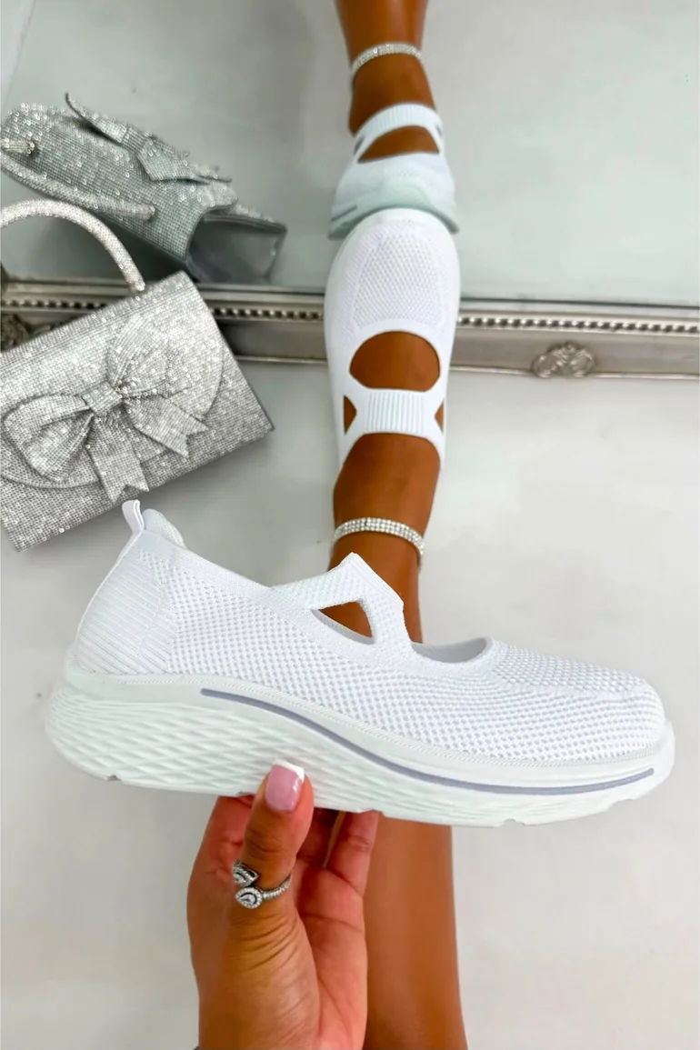 Comfort Knit Elastic AirWeave Trainers White - 1