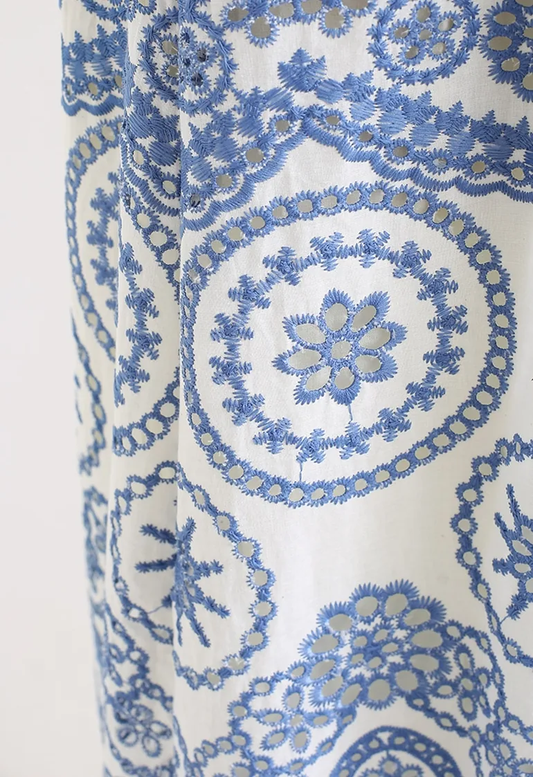 Dreamy Boho Embroidered Cutout Dress - 8