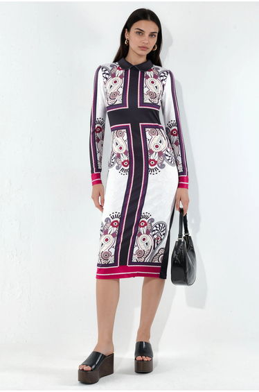 MSN Printed Bodycon Midi Dress