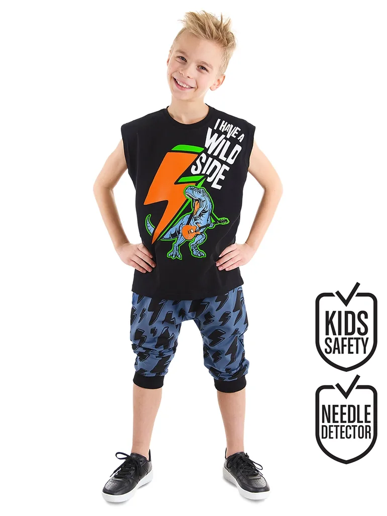 Lightning Dino Boy's T-shirt Capri Shorts Set