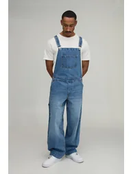 Baggy Fit Dungarees - mid blue - 3