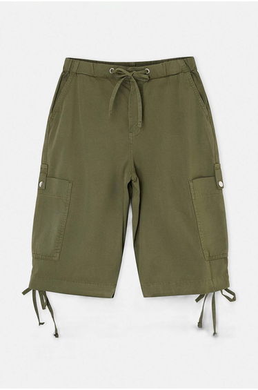 Teen 100% Cotton Khaki Denim Bermuda Shorts with Pocket Detail product thumbnail 2