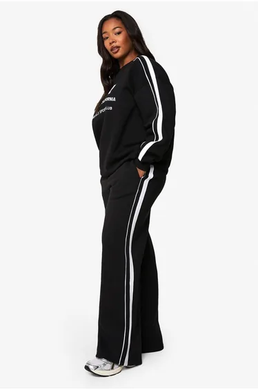 Plus Side Stripe Wide Leg Joggers
