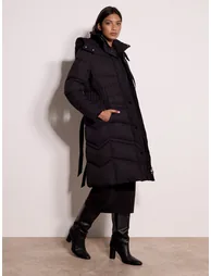 Long Belted Puffer Coat - 9