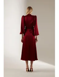Berthe Collar Balloon Sleeve Dress - 3