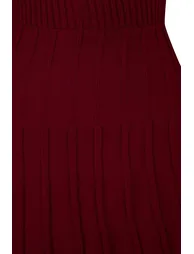 Burgundy Pleated Skirted Knitwear Top-Bottom Set - 6