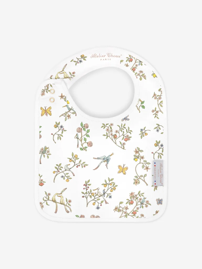 Atelier Choux Baby Girls In Bloom Satin Bib in Pink - 1
