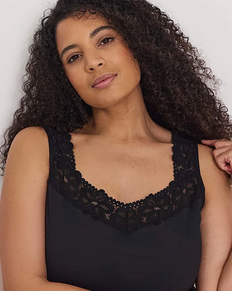2 Pack Lace Trim Vests - 1