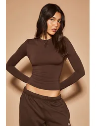 DSGN Studio Butter Soft Long Sleeve Top - dark chocolate - 1
