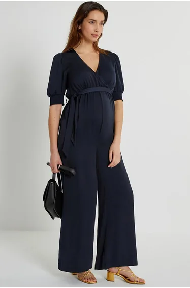 Recycled Satin Maternity Jumpsuit, Length 28"