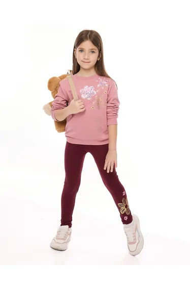 Girls Foil Print Sweatshirt and Leggings Set