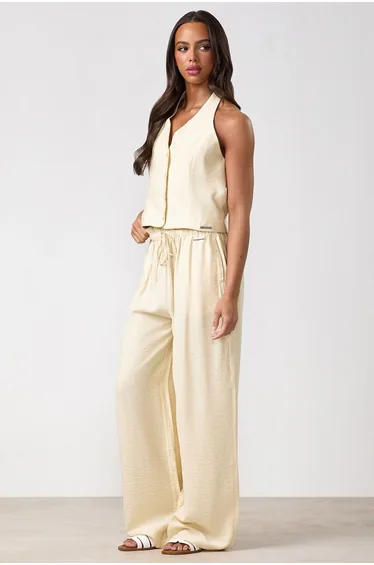 Signature Woven Paper Bag Trousers Yellow