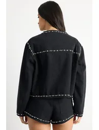 Paisley Embellished Denim Jacket - 2