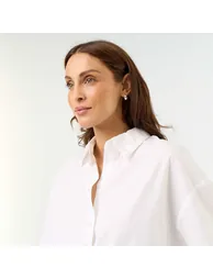 Plain long-sleeved shirt WHITE - 2