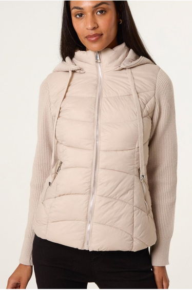 Knitted Sleeve Puffer Jacket