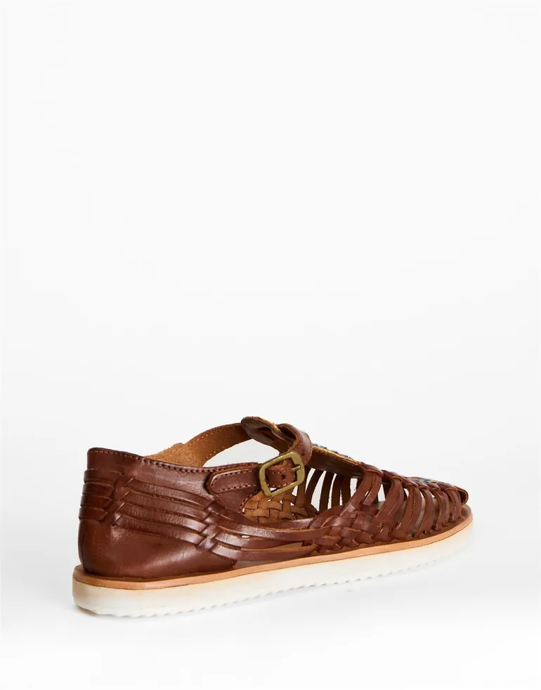 Tan Multi Woven Beaded Fisherman Sandals - 1