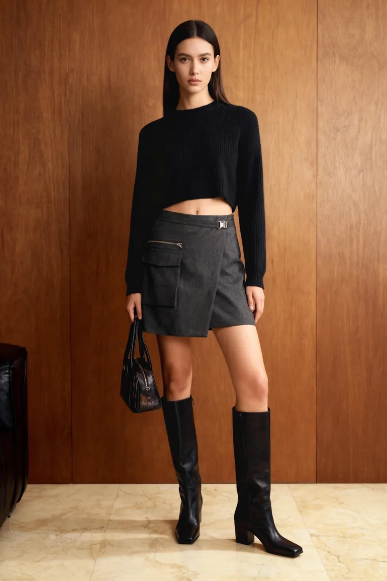 Anthracite Belt Detailed Mini Skirt