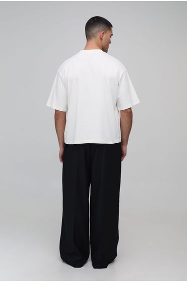 Oversized Heavyweight Flocked Floral Interlock T-Shirt - white product thumbnail 2