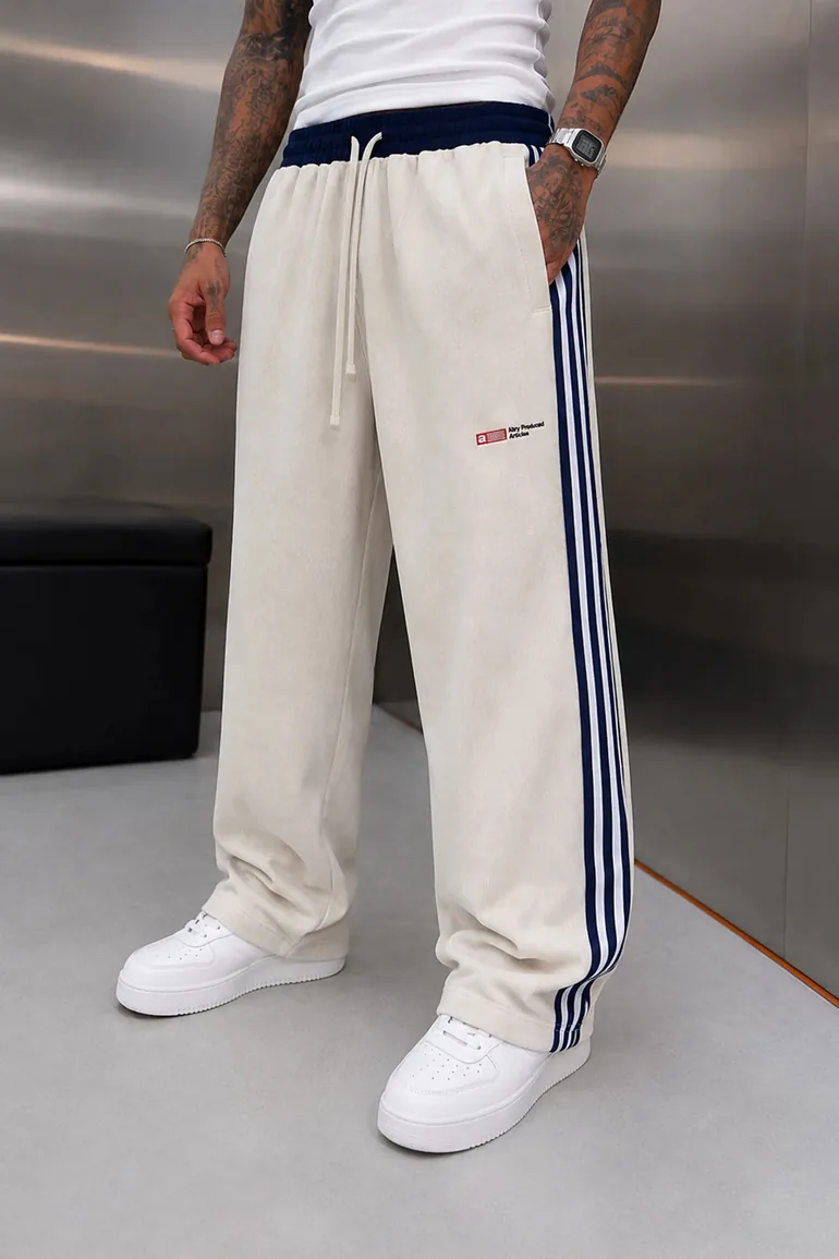 NOMARC Striped Wide-Leg Drawstring Sweatpants
