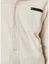 Men Pocket Detail Metal Snap Button  Corduroy Jacket - 4