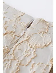 Thriving Golden Blossom Embossed Jacquard Midi Skirt - 7