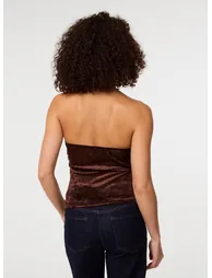 Soft Shimmer Velvet Texture Bra Cup Top - 3