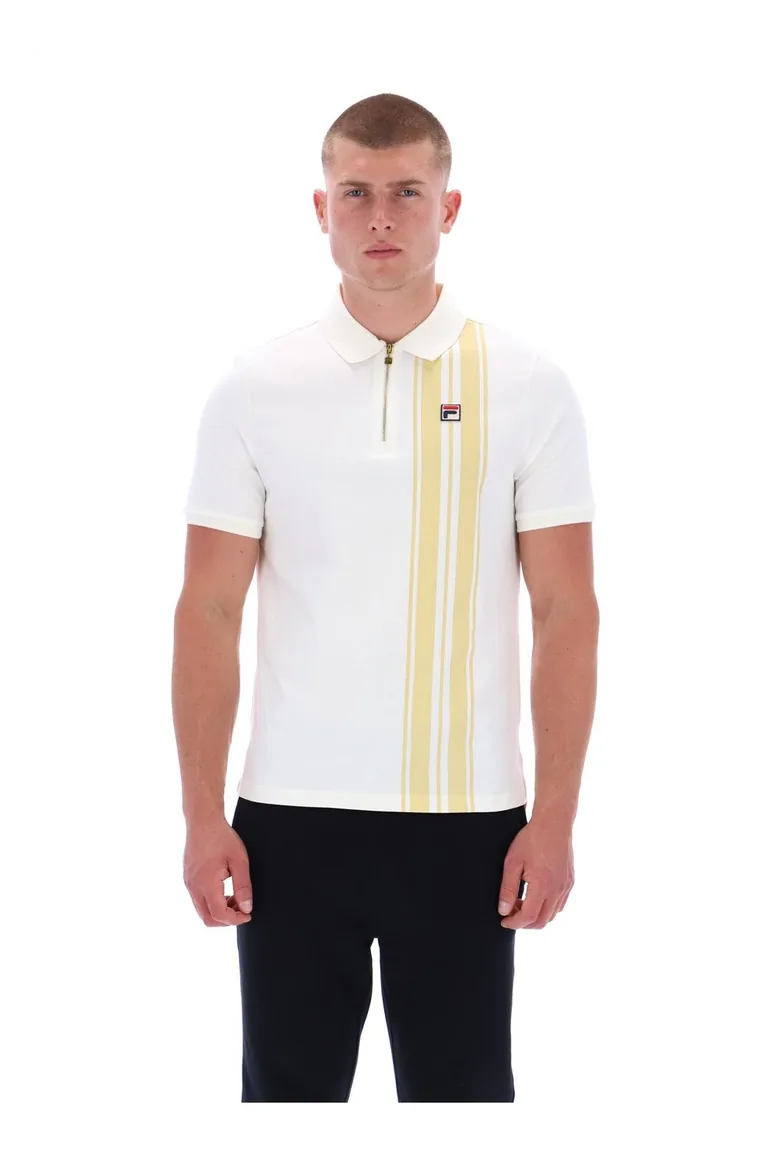 Dario Zipped Polo Tee  Gardenia/ Raffia