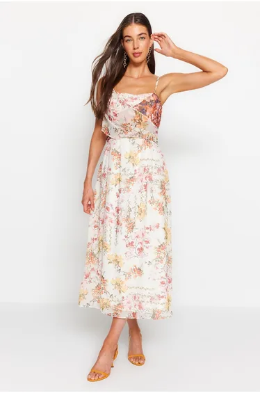 Ecru Midaxi Woven Woven Dress