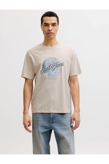Beige Honolulu Graphic Crew Neck T-Shirt