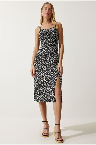 Happiness İStanbul Black Column Midi Dress